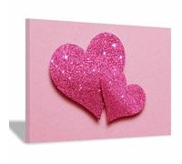 WUFIEA Láminas de corazones para pared, arte mural, láminas de amor Corazón de Pintura al Óleo Decoración para el hogar, pasillo, dormitorio, sala de estar, cafetería, oficina(Rosa-40x60cm Enmarcado