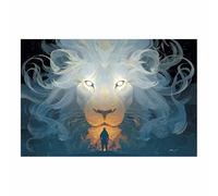 WUFIEA león Divertidos cuadros de pared lienzo póster Alma reflejada del león cuadros de pared arte sala de estar decoración del hogar impresiones en lienzo（beige119-20x30cm Sin marco