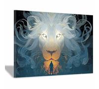 WUFIEA león Divertidos cuadros de pared lienzo póster Alma reflejada del león cuadros de pared arte sala de estar decoración del hogar impresiones en lienzo（beige119-70x100cm Enmarcado