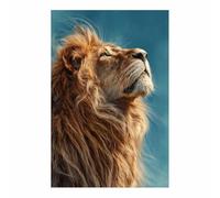 WUFIEA león Divertidos cuadros de pared lienzo póster Cabeza en alto. cuadros de pared arte sala de estar decoración del hogar impresiones en lienzo（marrón215-60x90cm Sin marco