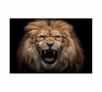 WUFIEA león Divertidos cuadros de pared lienzo póster Grito del león feroz cuadros de pared arte sala de estar decoración del hogar impresiones en lienzo（marrón128-40x60cm Sin marco