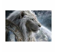 WUFIEA león Divertidos cuadros de pared lienzo póster León blanco dominando el universo cuadros de pared arte sala de estar decoración del hogar impresiones en lienzo（blanco116-20x30cm Sin marco