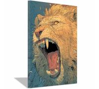 WUFIEA león Divertidos cuadros de pared lienzo póster León de dibujos animados cuadros de pared arte sala de estar decoración del hogar impresiones en lienzo（amarillo170-70x100cm Enmarcado