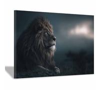 WUFIEA león Divertidos cuadros de pared lienzo póster León descansando tranquilamente cuadros de pared arte sala de estar decoración del hogar impresiones en lienzo（gris oscuro11-70x100cm Enmarcado