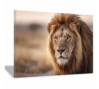WUFIEA león Divertidos cuadros de pared lienzo póster León mirando fijamente cuadros de pared arte sala de estar decoración del hogar impresiones en lienzo（marrón104-20x30cm Enmarcado