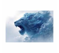 WUFIEA león Divertidos cuadros de pared lienzo póster León transformado en nube cuadros de pared arte sala de estar decoración del hogar impresiones en lienzo（azul131-70x100cm Sin marco