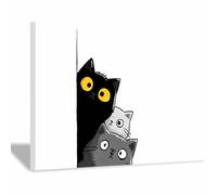 WUFIEA Lienzo decorativo para pared con diseño de gato Gato espiando para el hogar, sala de estar, dormitorio, oficina（negro-60x80cm Enmarcado