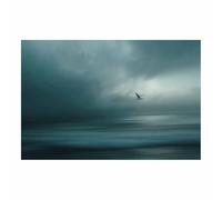 WUFIEA Pintura abstracta sobre lienzo arte moderno de pared Aves marinas volando para sala de estar, dormitorio（azul-70x100cm Sin marco