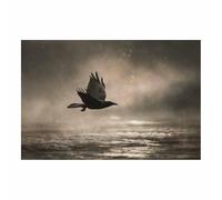 WUFIEA Pintura abstracta sobre lienzo arte moderno de pared Cuervos volando para sala de estar, dormitorio（gris-60x80cm Sin marco