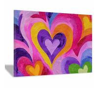 WUFIEA Póster con significado, impresión abstracta en lienzo con corazones de amor Corazón de color espiral Arte mural único para sala de estar o estudio(Multicolor-60x80cm Enmarcado