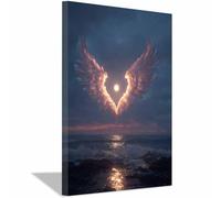 WUFIEA Póster De Alas De Fantasía En Lienzo Alas de luz de luna for Living Room, Home Decor（gris-20x30cm Enmarcado