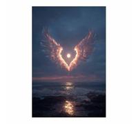 WUFIEA Póster De Alas De Fantasía En Lienzo Alas de luz de luna for Living Room, Home Decor（gris-60x90cm Sin marco