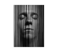 WUFIEA Posters Decorativos de Pared Abstracto Cuadros de Arte Blanco y Negro Rostro oculto entre líneas Para Dormitorio, Oficina, Decoración de La Sala de Estar(En blanco y negro-60x80cm Sin marco