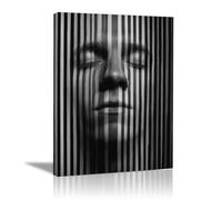 WUFIEA Posters Decorativos de Pared Abstracto Cuadros de Arte Blanco y Negro Rostro oculto entre líneas Para Dormitorio, Oficina, Decoración de La Sala de Estar(En blanco y negro-20x30cm Enmarcado