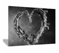 WUFIEA Posters Decorativos de Pared Abstracto Minimalista, Cuadros de Arte Blanco y Negro Agua en forma de corazón Para Dormitorio Decoración de La Sala de Estar（En blanco y negro-40x60cm Enmarcado