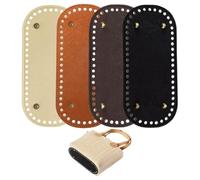 WUFKOP 4 Bases para Bolsos de Ganchillo Ovaladas, Hechas de Cuero PU con Agujeros y Tachuelas, Accesorios para Hacer Bolsos de Crochet y Proyectos DIY (22x10 cm)