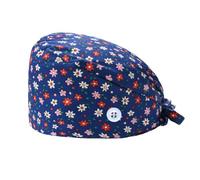 WUFKOP Gorros quirúrgicos para mujeres ajustables gorro quirúrgico de tela con botón de algodón gorra deslizante de color sólido estilo floral cofia de trabajo toca de quirófano casquete para cirugía