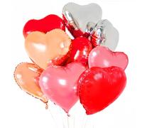 WUGAUWOR 20 x 18 Pulgadas Globos Corazon Reutilizables para Fiestas (Rojo, Plateado, Rosa, Oro Rosa), Decoracion Cumpleaños, Globos de Helio para Cumpleaños, Valentin, Bodas, Navidad y Eventos