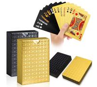WUGAUWOR Cartas Poker de Plástico Impermeables 2 Barajas, Oro y Negro, Baraja Poker Plastico, Cartas de Poker para Tarot, Blackjack, Texas, Canasta y Bridge, Baraja Española