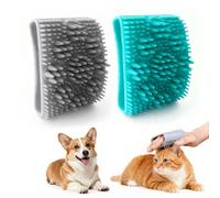 WUGAUWOR Juego de 2 Cepillos para Mascotas, Suave Tangle Teezer de Silicona para Quitar Pelo y Masaje, Mango Ergonómico para Brill del Pelaje, Cepillo para Perros y Gatos en Azul y Gris