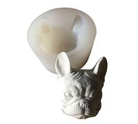 Wugebud 1 molde de silicona para cabeza de perro Bulldog Francés 3D, molde para hornear DIY cubo de hielo, pastel de chocolate, decoración de yeso, fondant, caramelo, vela, jabón para fiestas