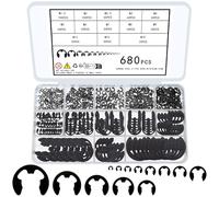 wugongshan 680 Piezas Anillos de Seguridad Exteriores, Circlips Anillo de Retención Externo, E Clips, Anillos de Retención Externos, C-Clip Snap, Arandelas de Seguridad, M1.5-M15, Tamaño 13/Negro