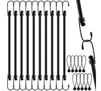 WuGU 10PCS Correas Elásticas con Ganchos, 60cm Tensores Elasticos, Tensores de Lona con Ganchos, Cuerdas Elásticas Negro para Equipaje, Bicicleta, Muebles, Coche, Camping, Fijación de Carga de Moto