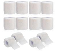 WuGU 12 Rollos Venda Cohesiva 5cm x 4,5m,Venda Elástica Autoadhesiva, Venda Cinta, Deportiva Tape, Bendaje Adhesiva para Primeros Auxilios Deportes, Muñeca Pies Hinchazón, Mascota (Blanco)