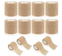 WuGU 12 Rollos Venda Cohesiva 5cm x 4,5m,Venda Elástica Autoadhesiva, Venda Cinta, Deportiva Tape, Bendaje Adhesiva para Primeros Auxilios Deportes, Muñeca Pies Hinchazón, Mascota (Beige)