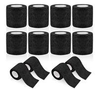 WuGU 12 Rollos Venda Cohesiva 5cm x 4,5m,Venda Elástica Autoadhesiva, Venda Cinta, Deportiva Tape, Bendaje Adhesiva para Primeros Auxilios Deportes, Muñeca Pies Hinchazón, Mascota (Negro)