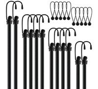WuGU 12PCS Correas Elásticas con Ganchos, Tensores Elasticos, Tensores de Lona con Ganchos, Cuerdas Elásticas Negro para Equipaje, Bicicleta, Muebles, Coche, Fijación de Carga de Moto-30,45,60,100CM