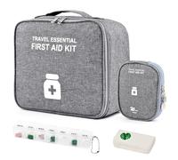 WuGU 2PCS Botiquín de Primeros Auxilios, Mini kit Primeros Auxilios Trae Pastillero con 2 Cajas de Pastillas, Mini Botiquin de Primeros Auxilios Impermeable para Escuela, Viajes, Camping