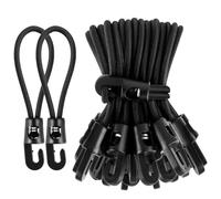 WuGU 30 Piezas Pulpos Elasticos con Gancho, 10 cm Cuerdas elásticas Cortas con Ganchos, Tensores de Lonas Cordón Elástico para Lonas, Redes, pancartas, Equipajes, Tiendas de campaña, Negro