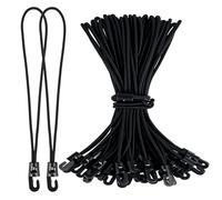 WuGU 30 Piezas Pulpos Elasticos con Gancho, 25 cm Cuerdas elásticas Cortas con Ganchos, Tensores de Lonas Cordón Elástico para Lonas, Redes, pancartas, Equipajes, Tiendas de campaña, Negro