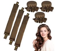 WuGU 3PCS Rizador Pelo Sin Calor Para Cabello, Rulos Sin Calor Lazy Curler Set, Nuevos Rizadores Antideslizantes Sin Calor, Heatless Hair Curler para Chicas Cortas Medianas y Largas - Marrón