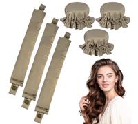 WuGU 3PCS Rizador Pelo Sin Calor Para Cabello, Rulos Sin Calor Lazy Curler Set, Nuevos Rizadores Antideslizantes Sin Calor, Heatless Hair Curler para Chicas Cortas Medianas y Largas - Champán