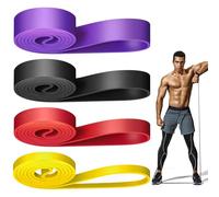 WuGU 4PCS Gomas Elasticas Musculacion, Niveles de Resistencia en Bandas Elasticas Musculacion, Cintas Elasticas Musculacion para Deporte, Pilates, Yoga