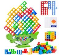 WuGU 64 Piezas Tetris Tower, Juego de Torre Tetra, Tetris Juego de Mesa, Juguete de Juego de Apilamiento para Niños, Regalo de Juguete de Montessori-Dinosaurio