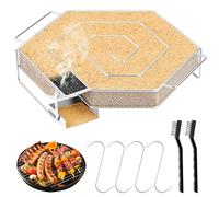 WuGU Ahumador para Barbacoa de Acero Inoxidable Con 4 Ganchos y 2 Cepillos, Caja Generadora de Humo Frío para Parrilla de Horno (23 x 19 x 8,5 cm)