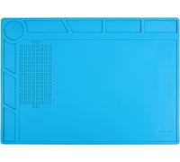 WUGU Alfombrilla Soldadura, 500℃ Resistente al Calor Tapete de Reparación, 35x25cm Alfombrilla de Soldadura Antiestática, Almohadilla de Trabajo para Reparar Teléfono, Computadoras, Cámara(Azul)