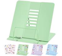WUGU Atril de metal ajustable plegable para libros para niños,soporte de lectura de metal multifuncional para sostener diseños de discursos,libros de texto,iPad,recetas (verde)
