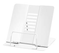 WUGU Atril para Libros de Metal Plegable, Soporte Libros para Estudiar Soporte de Lectura para Libros Multifuncional de Metal para Apoya para Partituras, Discursos, Libro Texto, iPad, Recetas (blanco)