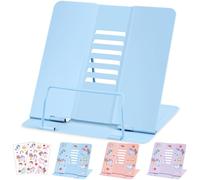 WUGU Atril para libros, soporte plegable ajustable de metal para recetas, libros de texto, documentos, libro de música, soporte para libros de cocina con 6 posiciones ajustables, soporte de lectura