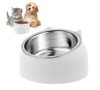 WuGU Comedero para Gato de Acero Inoxidable, 200ML Elevado Inclinado 15°, Tazón Antivomitos para Mascotas, para Gatos y Perros Pequeños (Blanco)