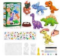 WuGU Dinosaurios Figuras de Escayola para Pintar Manualidades Kit, Regalo para Niños4 5 6 7 8 9 años, 3D Dinosaurios Juegos Manualidades de Yeso, Kit Pintura Juguetes Niños con 7 Patrones