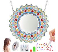 WuGU Espejo de pintura de diamante para niños, mandala, espejo cosmético, regalos para niñas 5, 6, 7, 8, 9, 10, 11, 12 años, espejo cosmético 5D, regalo de cumpleaños, juguete a partir de 5-12 años