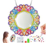 WuGU Pintura Diamantes Espejo Kit, 5D Diamond Painting Mandala Espejo 20x20cm, DIY Pintura de Diamantes Espejo, Manualidades Regalos Para Niñas, Adultos y Niños