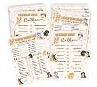 wuguimeii Who Knows the Birthday Person Best, 20 tarjetas de juego de fiesta de cumpleaños de doble cara con temática de perro, juegos de cumpleaños para ella, decoraciones de cumpleaños para mujeres