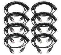 WUHAO Paquete de 8 cables en espiral USB blindados CBA-3600-UNC3 para Zebra Symbol DS3608 DS3678 LI3608 LI3608 LI3678 escáner de código de barras de mano RJ48 a USB-A