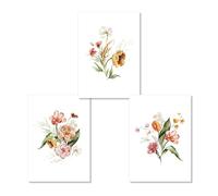 WUHBCZ Bohemia Floral Verde Planta Hojas Acuarela Arte de Pared Lienzo Pintura Cartel Impresión Imagen Dormitorio Sala de Estar Cocina Decoración del Hogar Obras de Arte-60 * 80cm*3pcs (sin marco)